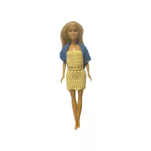 Puppenkleidung Barbie Dreieckstuch blau