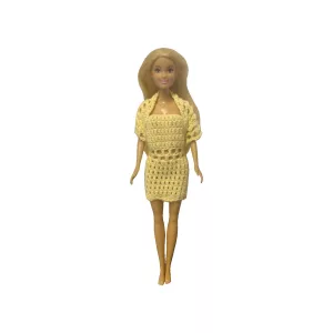 Puppenkleidung Barbie Dreieckstuch gelb