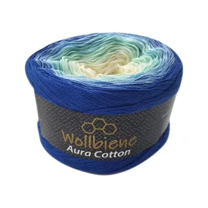 Wollbiene Aura Cotton 200g, blau aqua cremeweiß