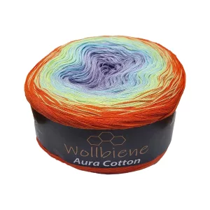 Wollbiene Aura Cotton 200g, orange aqua lila