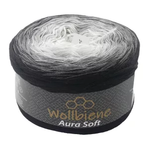 Wollbiene Aura Soft 250g, schwarz grau weiß