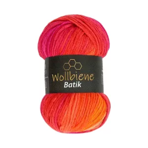 Wollbiene Batik 100g, rot orange
