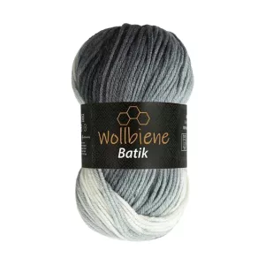 Wollbiene Batik 100g, schwarz grau weiß