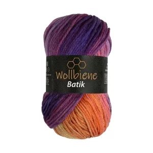 Wollbiene Batik 100g, lila beere orange