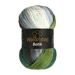 Wollbiene Batik 100g, schwarz grau grün