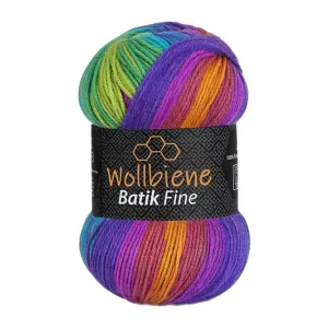 Wollbiene Batik fine 100g, lila blau grün