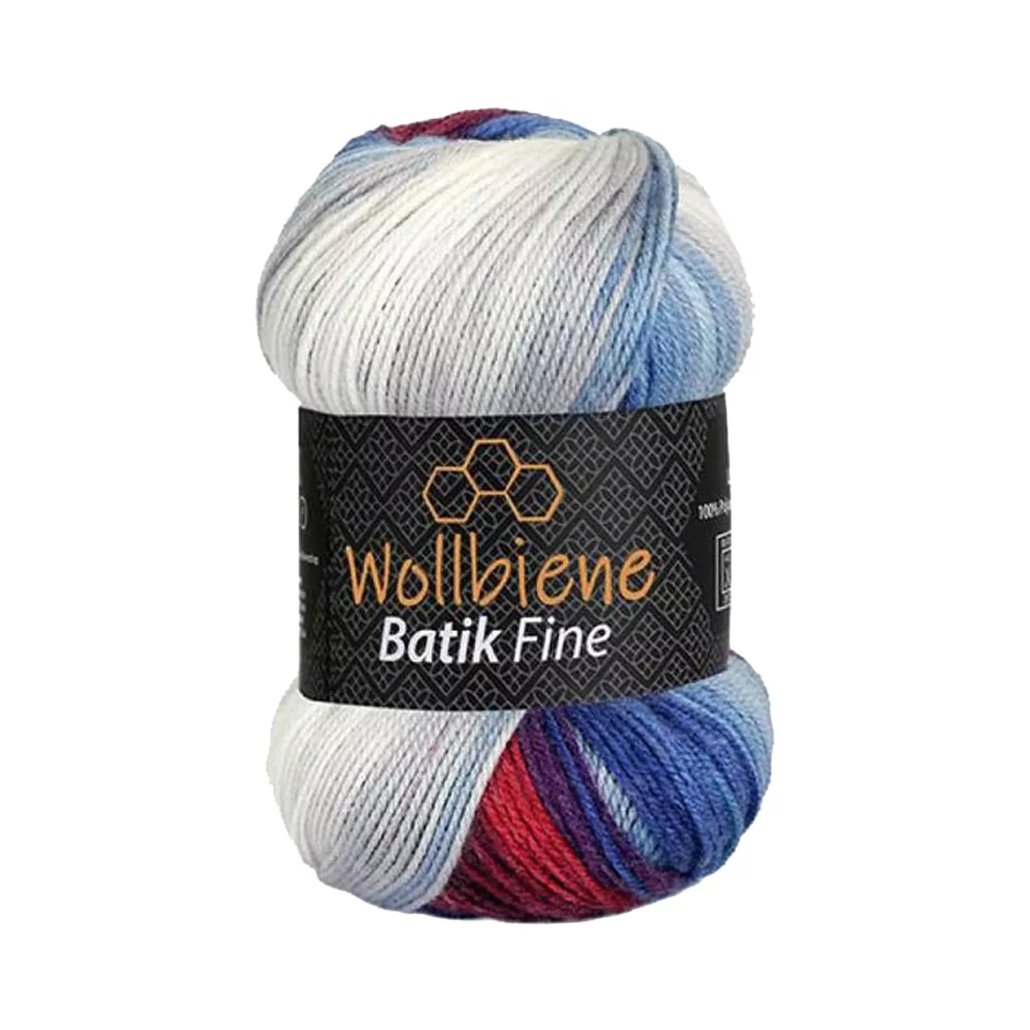 Batik fine blau dunkelrot weiß