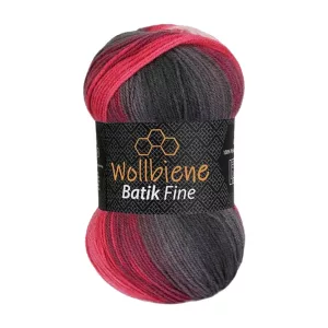 Wollbiene Batik fine 100g, grau beere weiß