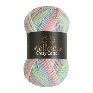 Wollbiene Crazy Cotton 100g, grün rosa weiß pastell