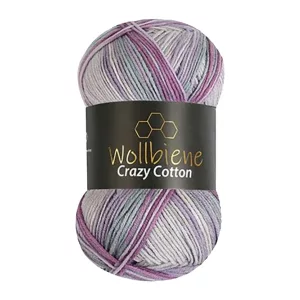 Wollbiene Crazy Cotton 100g, beere lila grau