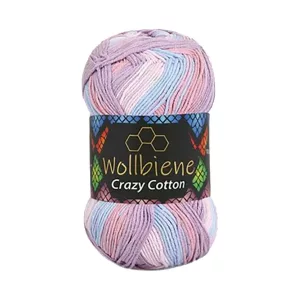 Wollbiene Crazy Cotton 100g, hellblau rosa flieder