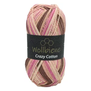 Wollbiene Crazy Cotton 100g, braun beige rosa