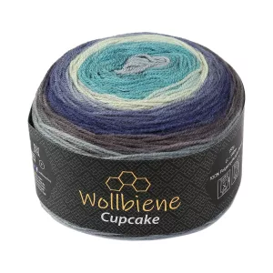 Wollbiene Cupcake 150g, petrol blau grau