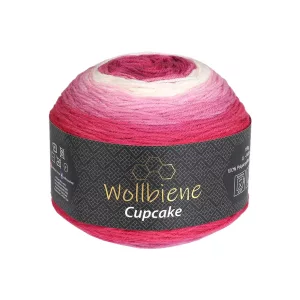 Wollbiene Cupcake 150g, beere weiß