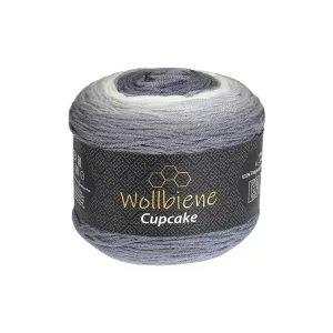Wollbiene Cupcake 150g, grau hellgrau weiß