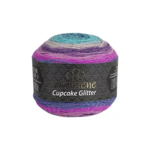 Wollbiene Cupcake Glitter 150g, pink türkis lila
