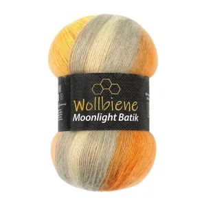 Wollbiene Moonlight Batik 100g, orange gelb grau