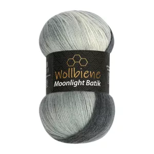 Wollbiene Moonlight Batik 100g, schwarz grau weiß
