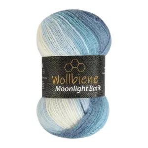 Wollbiene Moonlight Batik 100g, blau weiß