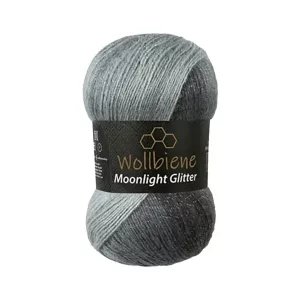 Wollbiene Moonlight Batik Glitter 100g, grau