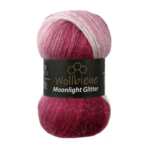 Wollbiene Moonlight Batik Glitter 100g, beere