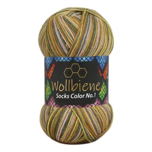 Wollbiene Socks Color 100g, oliv gelb beige