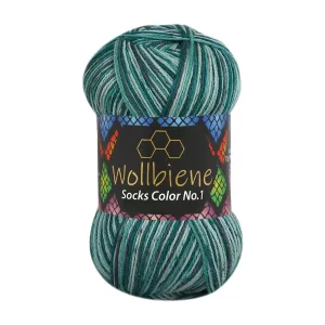 Wollbiene Socks Color 100g, dunkelgrün grün